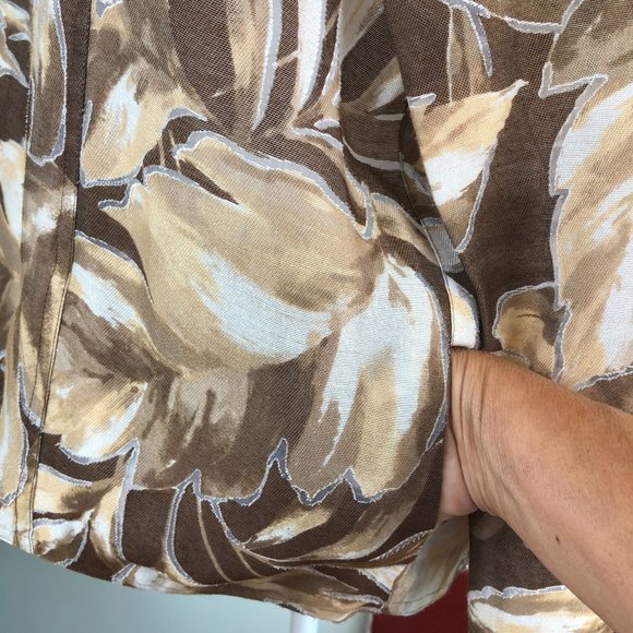 Alfred Dunner Beige Brown Leaf Print Lightweight Jacket Artsy Quiet Luxury - Picture 12 of 17